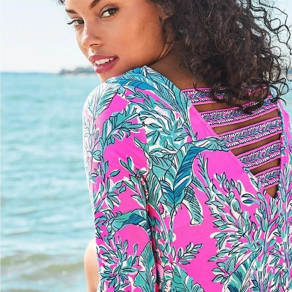 Lilly Pulitzer Ophelia Swing Dress Mandevilla Pink Talk Story to Me Small - Picture 2 of 9